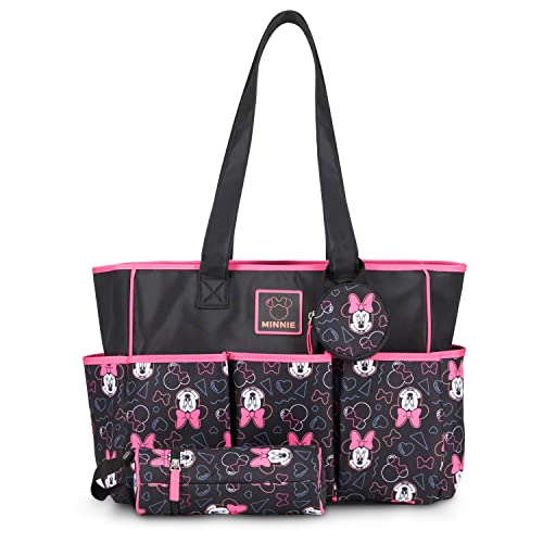 Disney Unisex Baby Multi Piece Tote Diaper Bag, Minnie-Toss Print, Mouse