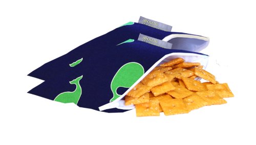 Itzy Ritzy Snack Happens Mini Reusable Snack Bag, Whale Watching Blue, 2-Count