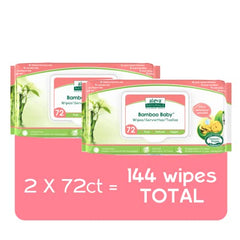 Aleva Naturals Bamboo Baby Sensitive Wipes- 2 Pack- Hypoallergenic, Biodegradable, Extra Strong and Ultra-Soft, Perfume Free Diaper Wipes-72 Count X 2= 144 Wipes Total