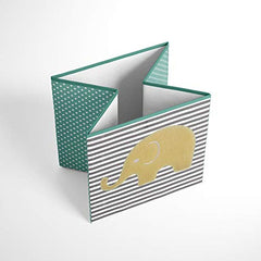 Bacati Elephants Unisex Fabric Storage Box/Tote, Mint/Yellow/Grey