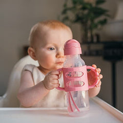 Dr. Brown's Milestones Sippy Straw Bottle with Silicone Handles - Pink - 8oz - 6m+