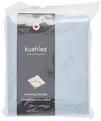 Kushies Premium Soft Newborn Flannel Receiving Blanket, 30" x 30" square for swaddling, Solid Blue