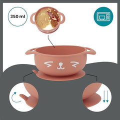 Babymoov Tast'isy Feeding Set Fox, BPA-Free Non-Toxic Food Grade Silicone Suction Bowl and Spoon (Microwave & Dishwasher Safe)