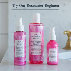 Heritage Store Rosewater, Refreshing Facial Mist for Glowing Skin, with Damask Rose Oil, All Skin Types, Rose Water Spray for Face Made Without Dyes or Alcohol, Vegan & Cruelty Free