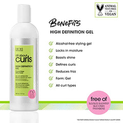 All About Curls High Definition Gel Free of SLS SLES Sulfates, Silicones and Parabens Color-Safe, 15-Ounce / 443 ml (Pack of 1)