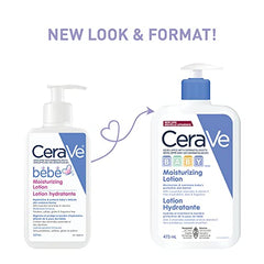 CeraVe BABY Moisturizing Lotion, Gentle Skin Care for Face & Body with Ceramides, Hyaluronic Acid, Niacinamide & Vitamin E. Fragrance-Free, Paraben-Free, Dye-free. Sensitive skin, non-greasy, 473ML