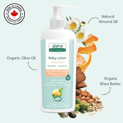 Aleva Naturals Baby Face & Body Lotion, Daily Moisturizer for Very Dry, Sensitive & Eczema-Prone Skin, 99.6% Natural with Shea Butter, Oatmeal, Sweet Almond Oil & Jojoba, Lightweight, Non-Greasy, Fast-Absorbing, Made in Canada - 6 x 240ml