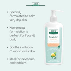 Aleva Naturals Baby Face & Body Lotion, Daily Moisturizer for Very Dry, Sensitive & Eczema-Prone Skin, 99.6% Natural with Shea Butter, Oatmeal, Sweet Almond Oil & Jojoba, Lightweight, Non-Greasy, Fast-Absorbing, Made in Canada - 6 x 240ml