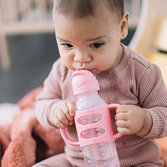 Dr. Brown's Milestones Sippy Straw Bottle with Silicone Handles - Pink - 8oz - 6m+