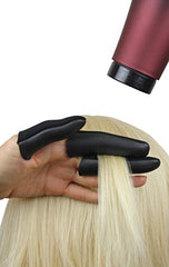 JATAI Heat Shield - Professional High Heat Resistant Finger Protection Guards for Curling and Flat Irons, Wands, Blow Dryers - 3pc (Thumb & 2 Fingers) (M/L - thumb wider than 3/4" (2cm), Black)