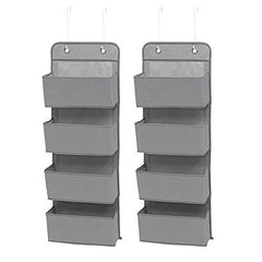 Delta Children 4 Pocket Over The Door Hanging Organizer, 2 Pack, Dove Grey