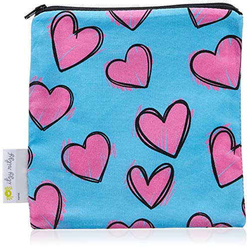 Itzy Ritzy Reusable Snack Bag - 7" x 7" BPA-Free Snack Bag is Food Safe, Washable and Ideal for Storing Snacks, Pacifiers, Electronics and Makeup in a Diaper Bag, Purse or Travel Bag, Hearts