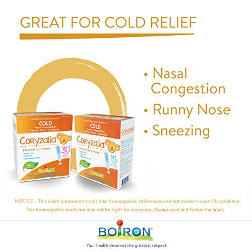 Boiron Coryzalia, 30 Doses. Baby Cold Relief Drops for Sneezing, Runny Nose, and Nasal Congestion, Non-drowsy, Sterile Single-use Liquid Oral Doses, 30 Count (Pack of 1) - Zecoya