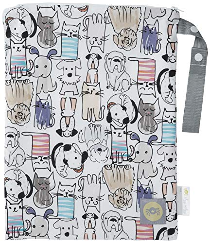 Itzy Ritzy IR-WBMH8304 Travel Happens Medium Sealed Wet Bag with Handle, Raining Cats and Dogs