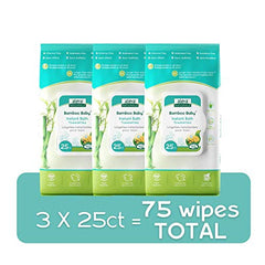 Aleva Naturals Hypoallergenic Bamboo Baby Instant Bath Towelettes Wipes for Babies and Toddlers with Sensitive Skin, Biodegradable, Extra Large and Ultra-Soft - Value Pack- 3 X 25 Count= 75 Wipes