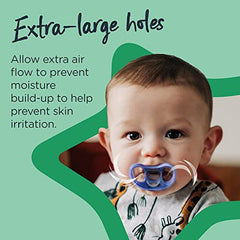 Tommee Tippee Advanced Sensitive Skin Soother, Unique Shield for Less Skin Contact, Symmetrical Orthodontic Design, 0-6m, 4 Count