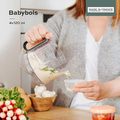 Babymoov Babybols Reusable Baby Food Storage Containers, 4 Airtight Bowls for Homemade Purees, Snacks & Meal Prep, Freezer Microwave Dishwasher Safe, 4 oz