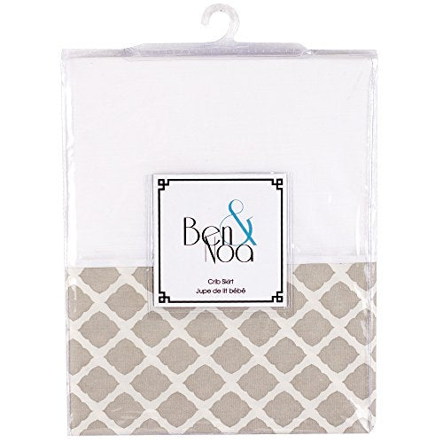 Ben & Noa Percale Crib Skirt, Linen Lattice