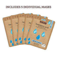 Naturally Hydrating Hyaluronic Acid Infused Sheet Mask, 5 Sheet Masks Included