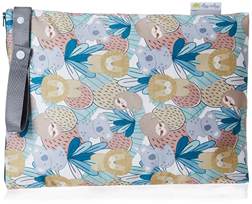 ITZY RITZY Sealed Wet Bag with Adjustable Handle – Wet Bag with Water Resistant Lining Ideal for Swimwear, Diapers, Gym Clothes & Toiletries; Measures 11” x 14”, Safari Squad, WBMH8443