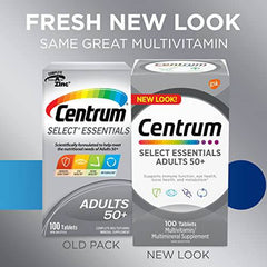 Centrum Adult Select Essentials Mulitvitamins/Minerals Supplement for Men & Women 50 Plus, 100 Tablets