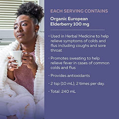 Nature's Way Sambucus Organic Cold and Flu Care – Elderberry Syrup Used in Herbal Medicine to Help Relieve Symptoms (Coughs and Sore Throats) in Adults, 240ml