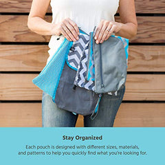 J.L. Childress Diaper Bag Organizer 5 Piece Set, Grey/Chevron