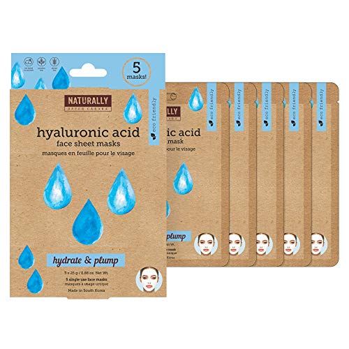 Naturally Hydrating Hyaluronic Acid Infused Sheet Mask, 5 Sheet Masks Included