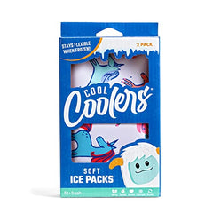 Cool Coolers by Fit & Fresh 2 Pack Soft Ice, Flexible Stretch Nylon Reusable Ice Packs for Lunch Boxes & Coolers, Unicorn Stripe