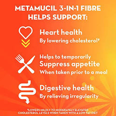 Metamucil, Daily Psyllium Husk Powder Supplement, Real Sugar, 3-in-1 Fibre for Digestive Health, Orange Smooth Flavored Drink, 72 Servings