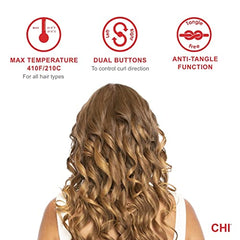 CHI Spin N Curl, Curling Iron For Healthy & Shiny Effortless Curls & Waves, Provides Preset Temperature Settings For Each Hair Texture, Onyx Black