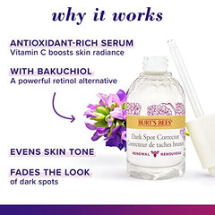 Burt's Bees® Face Serum, Renewal Dark Spot Corrector with Bakuchiol Natural Retinol Alternative, 29.5 mL