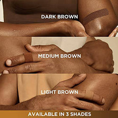 Band-Aid® Brand Flexible Fabric Adhesive Bandages, Flexible Protection & Care of Minor Cuts & Scrapes, Quilt-Aid Pad for Painful Wounds, Light Brown Skin Tone (BR45), Assorted Sizes, 30 ct