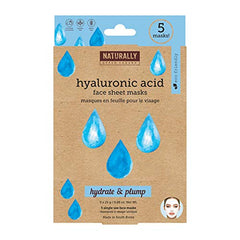 Naturally Hydrating Hyaluronic Acid Infused Sheet Mask, 5 Sheet Masks Included