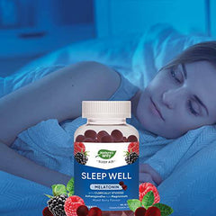 Nature's Way Sleep Well Gummies – Melatonin, Magnesium & Clinically Studied Ashwagandha Supplement, Sleep Aid & Jet Lag Support for Adults, Natural Mixed Berry Flavour, 60 Vegetarian Gummies