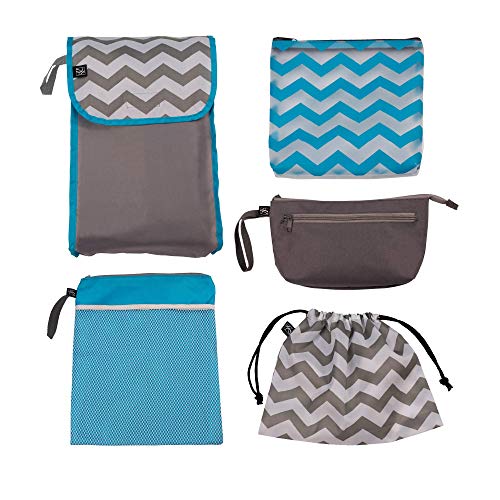 J.L. Childress Diaper Bag Organizer 5 Piece Set, Grey/Chevron