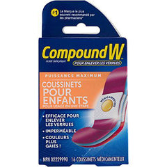 Compound W Wart Remover, One Step Kids Medicated Pads - 16 Count - Salicylic Acid Wart Remover & Treatment, Maximum Strength