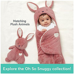 Baby GUND Oh So Snuggly Bunny Blanket Wrap, Plush Hooded Baby Blanket Wrap for Newborns, Pink/Cream, 26”