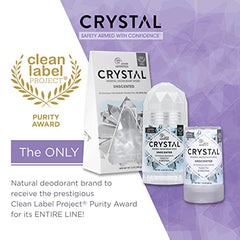 Crystal Mineral Deodorant Stick, 120g – Aluminum-Free, Unscented Natural Deodorant, 24-Hour Odor Protection, No Stains or Residue, Vegan & Cruelty-Free