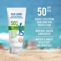 BLUE LIZARD SPF 50 Kids Duo, Mineral-Based Sunscreen for Toddlers and Children, Non-Greasy Sunscreen for Kids, Paraben-Free Sunscreen Stick for Kids, 2 Count, 89ml Tube and 14g Stick