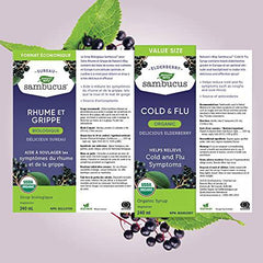 Nature's Way Sambucus Organic Cold and Flu Care – Elderberry Syrup Used in Herbal Medicine to Help Relieve Symptoms (Coughs and Sore Throats) in Adults, 240ml