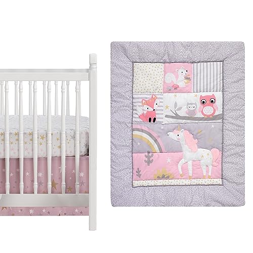 Bedtime Originals Rainbow Unicorn 3-Piece Crib Bedding Set, Purple