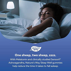 Nature's Way Sleep Well Gummies – Melatonin, Magnesium & Clinically Studied Ashwagandha Supplement, Sleep Aid & Jet Lag Support for Adults, Natural Mixed Berry Flavour, 60 Vegetarian Gummies
