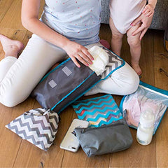 J.L. Childress Diaper Bag Organizer 5 Piece Set, Grey/Chevron