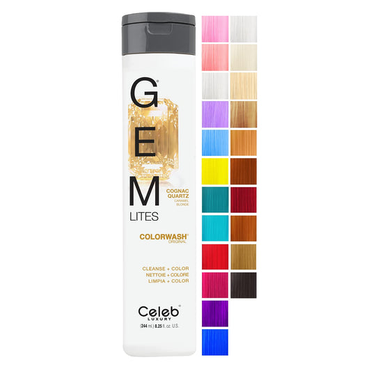 Celeb Luxury Gem Lites Cognac Quartz Colorwash, Color Depositing Shampoo with Bondfix Bond Rebuilder, Semi Permanent Hair Colour, Vegan Hair Dye, Maintains and Refreshes Medium Brown Brunette Tones