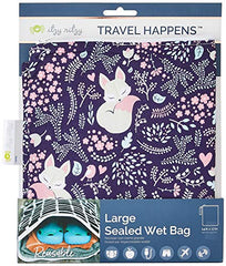 Itzy Ritzy Sealed Wet Bag with Adjustable Handle - Washable and Reusable Wet Bag with Water Resistant Lining Ideal for Swimwear, Diapers, Gym Clothes & Toiletries; Measures 11" x 14", Fox Hollow