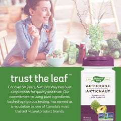 Nature's Way Artichoke Herbal Supplement – Used in Herbal Medicine to Help Relieve Digestive Disturbances/Dyspepsia – 300 mg Artichoke & 150 mg Milk Thistle – Non-GMO, Vegetarian – 60 Capsules
