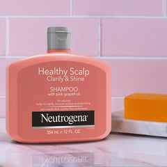 Neutrogena Exfoliating Healthy Scalp Clarify & Shine Shampoo for Oily Hair and Scalp, Anti-Residue Shampoo with Pink Grapefruit, pH-Balanced, Paraben & Phthalate-Free, Color-Safe, 354 ml.
