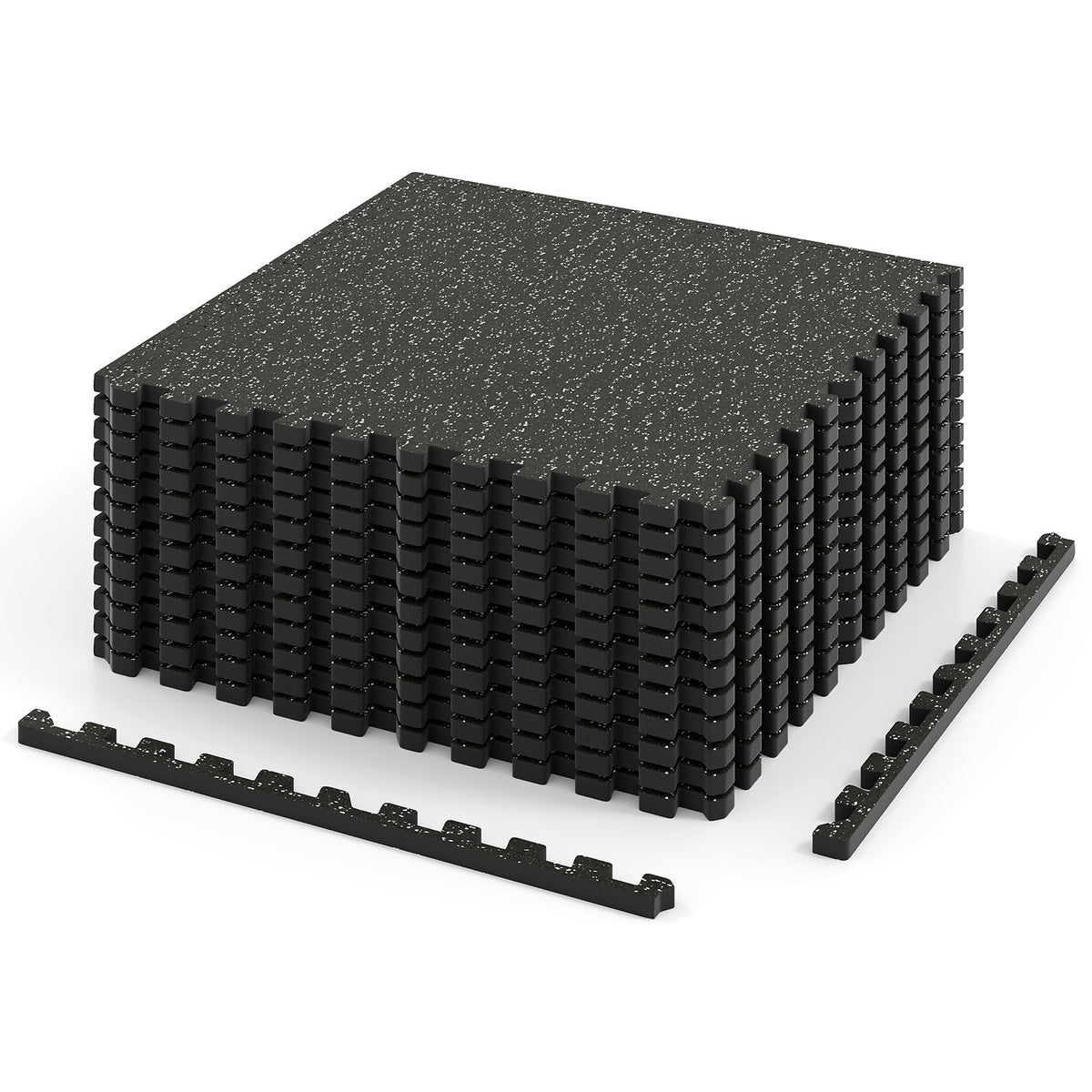 0.79 inch Thick Rubber Top Exercise Mat 48 Sq Ft with Boarders
