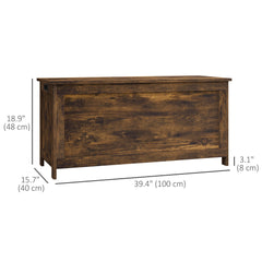 Storage Trunk with 2 Safety Hinges, Modern Entryway Bench with Side Handles, Storage Chest for Living Room, Black
